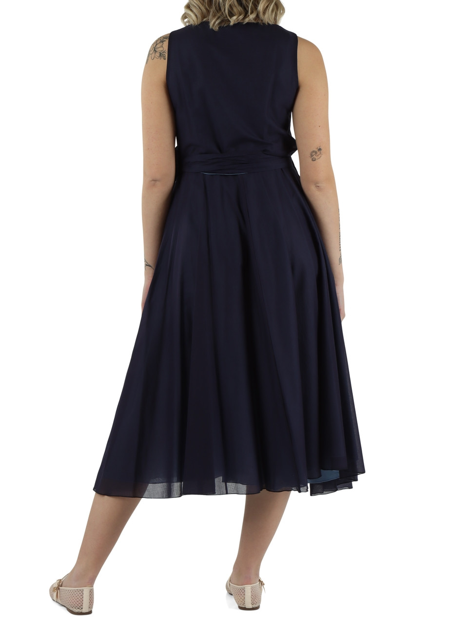 BLU | Abito midi reversibile in voile di cotone