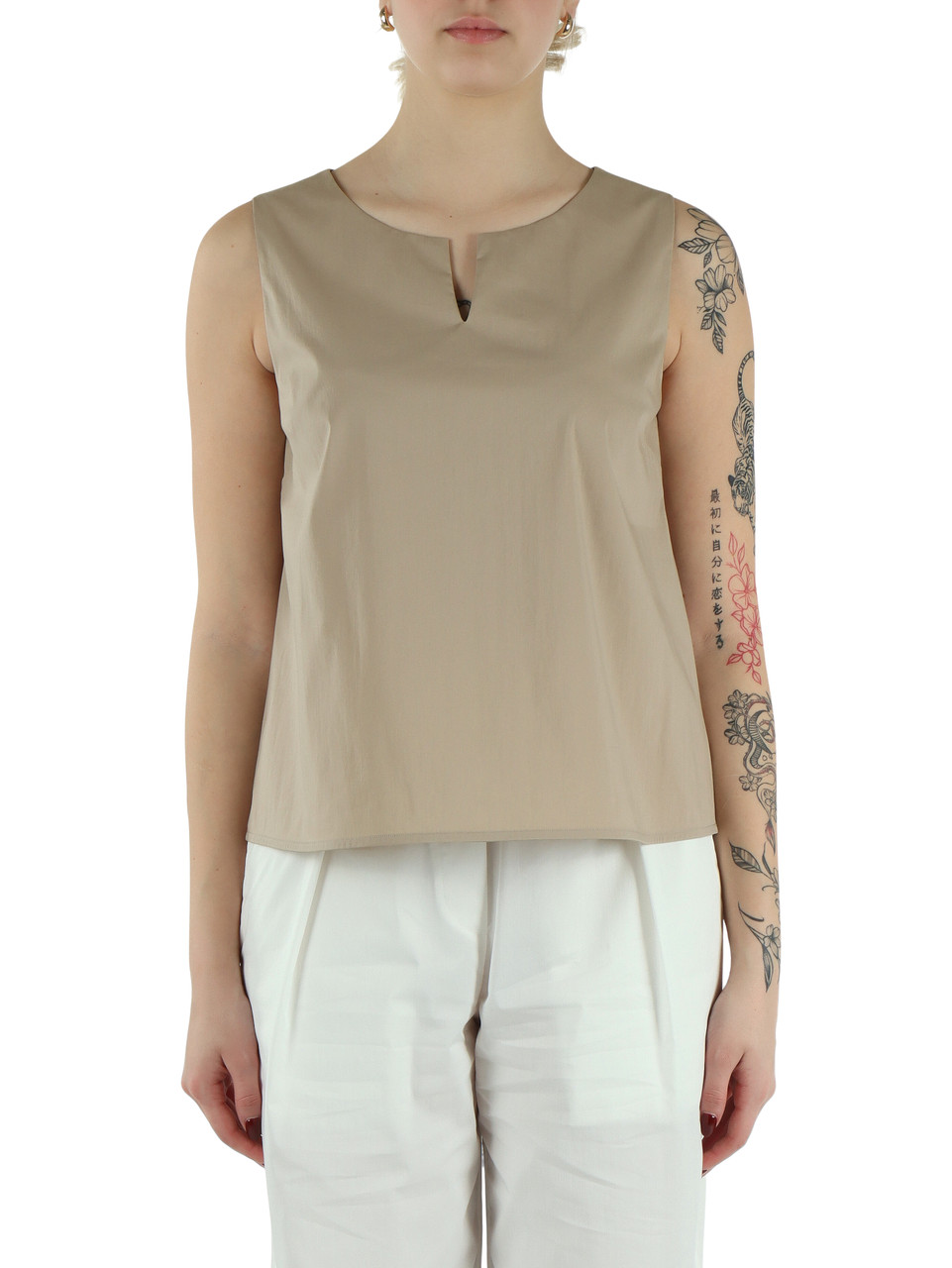 BEIGE | Top in misto cotone