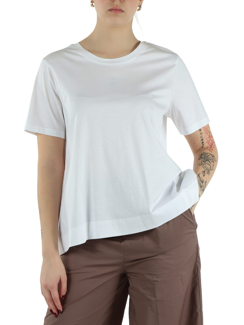 BIANCO | T-shirt in cotone con spacco posteriore