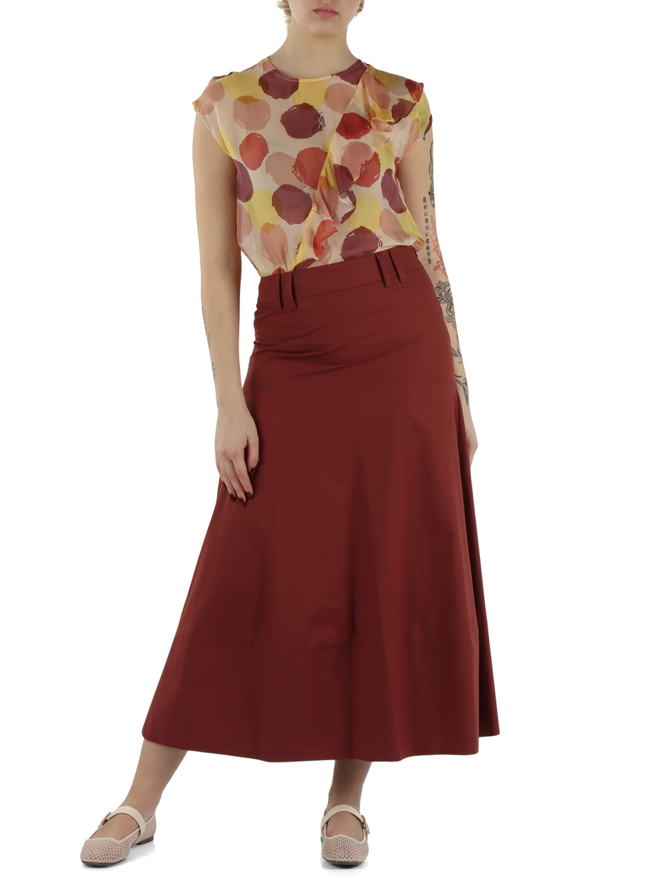 MULTICOLOR | Blusa a pois in seta e viscosa con rouches