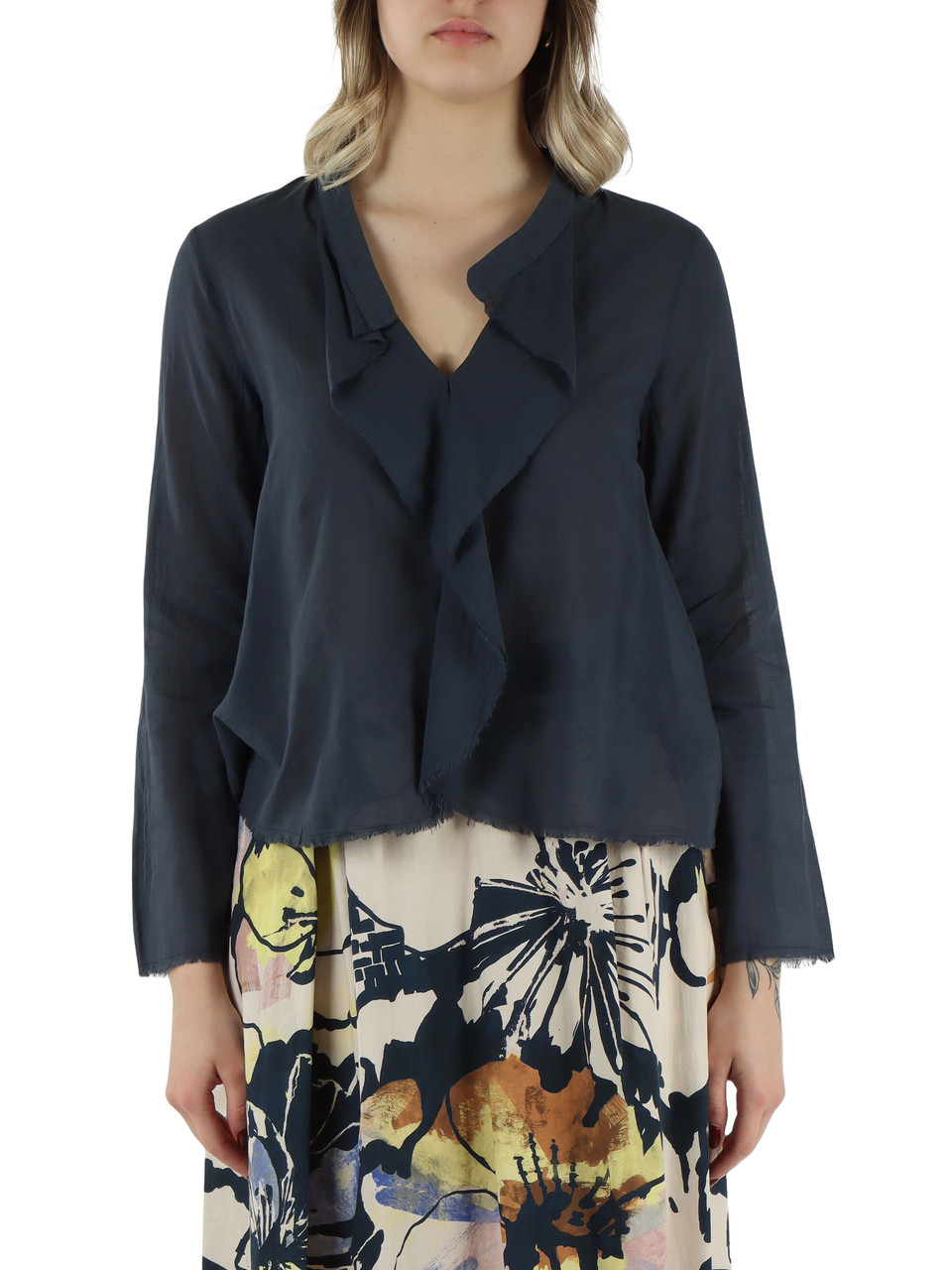 BLU | Blusa in cotone leggero con rouches