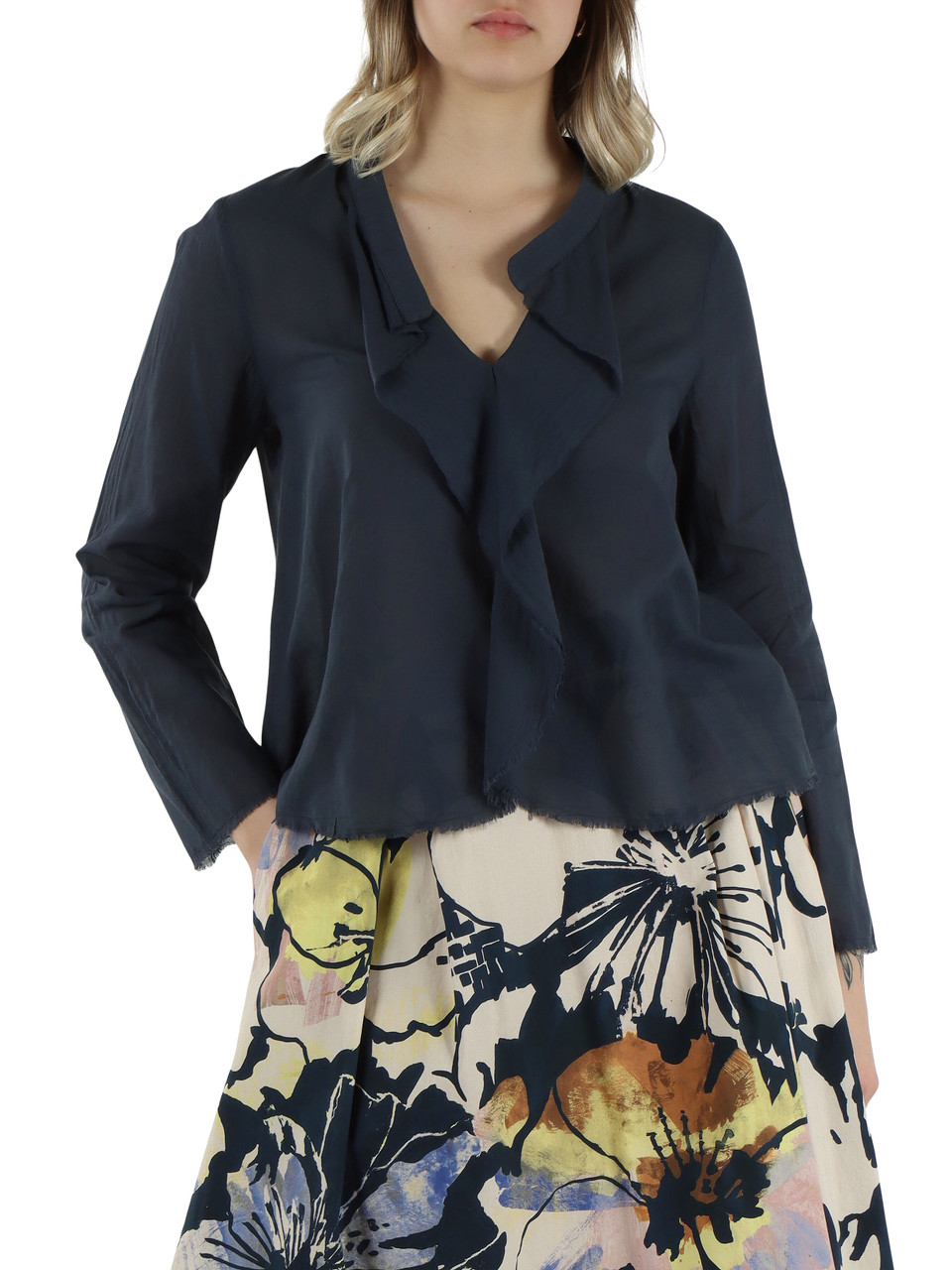 BLU | Blusa in cotone leggero con rouches