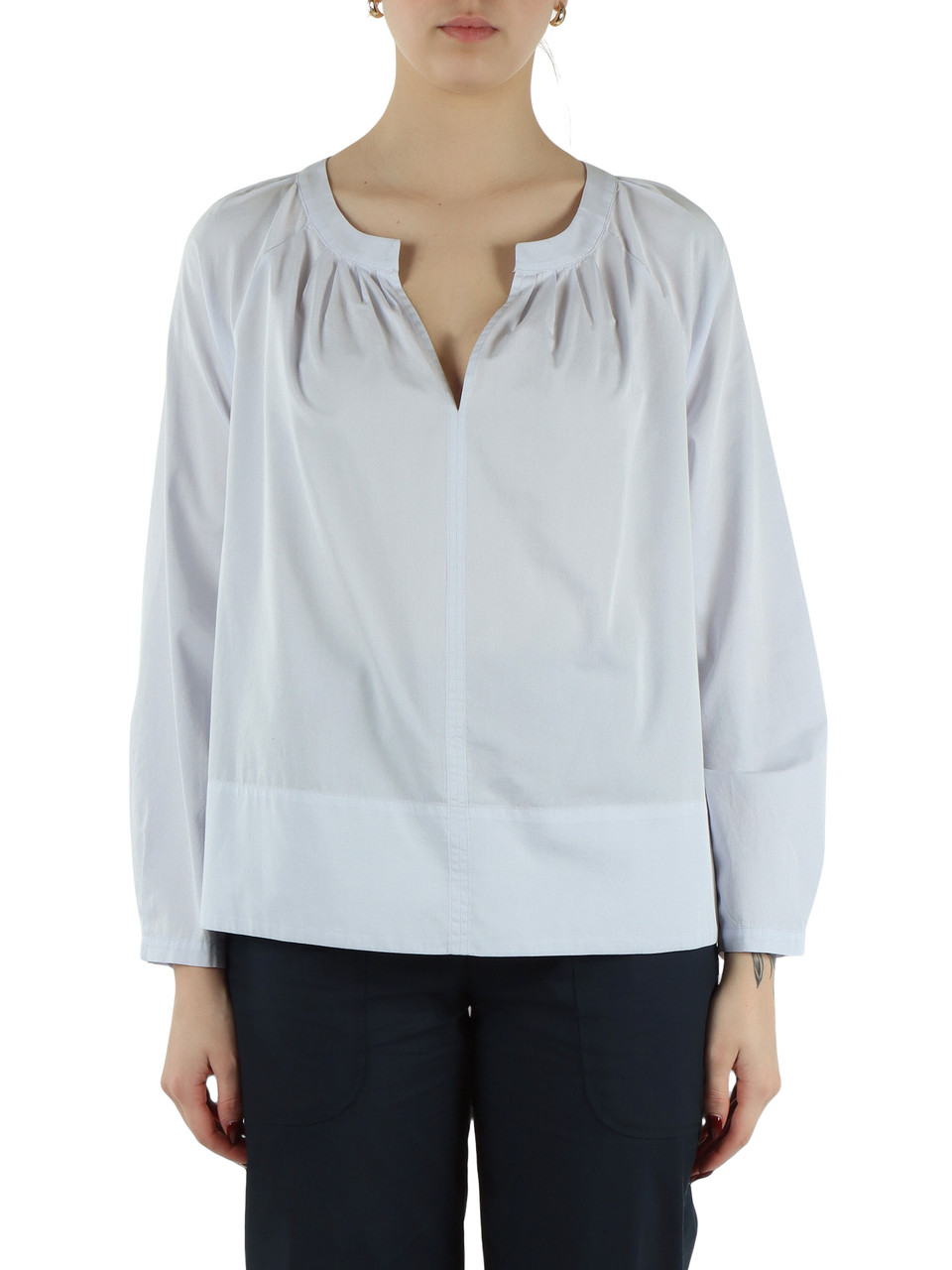 CELESTE | Blusa svasata in popeline di cotone