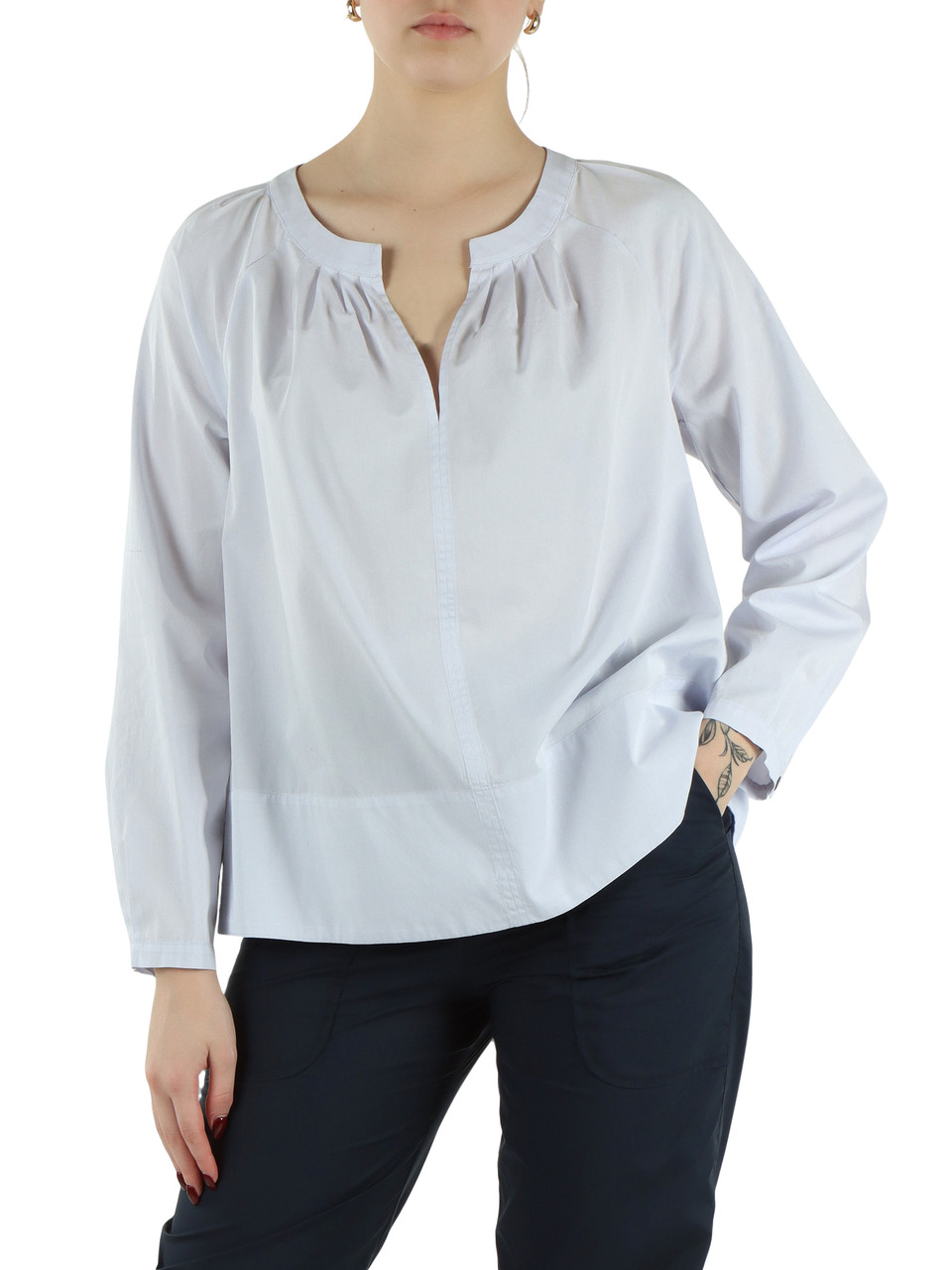 CELESTE | Blusa svasata in popeline di cotone