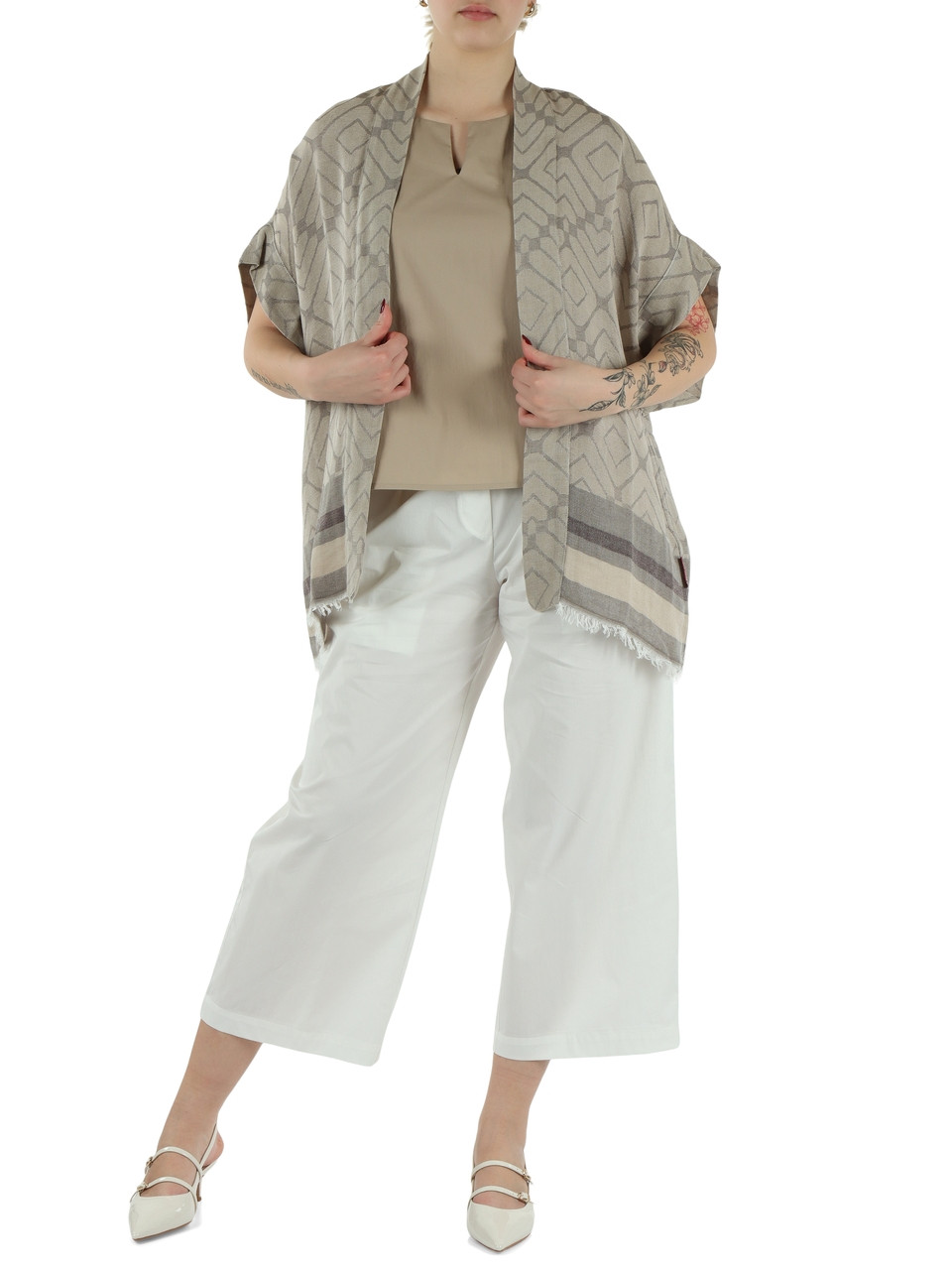 GREIGE | Giacca stile kimono in misto cotone e modal