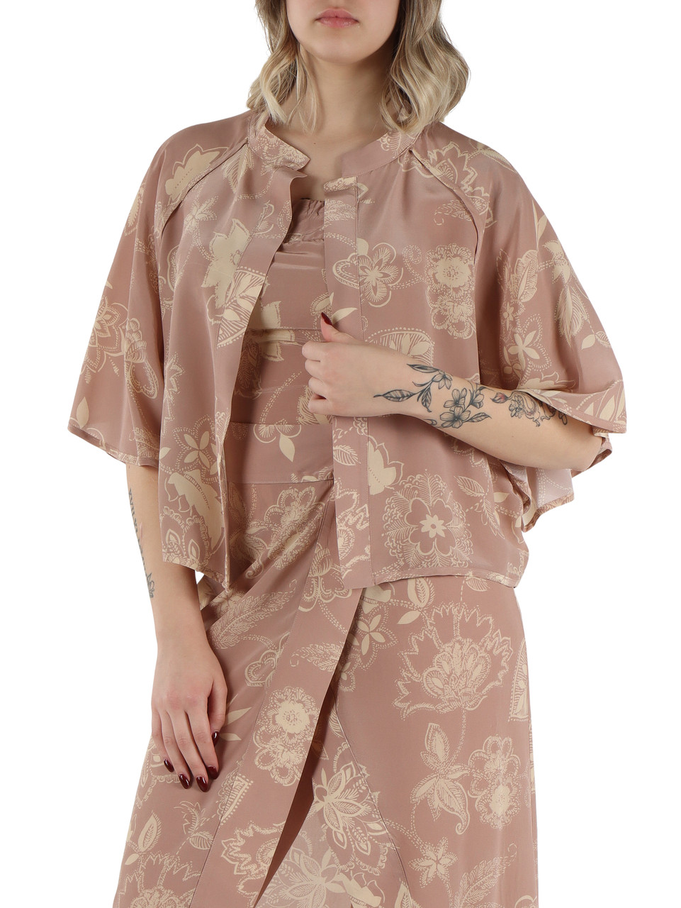 CIPRIA | Giacchino stile kimono in seta e viscosa