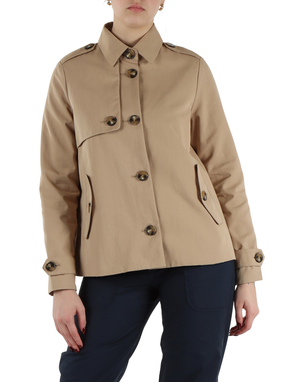 BEIGE | Trench corto in misto cotone