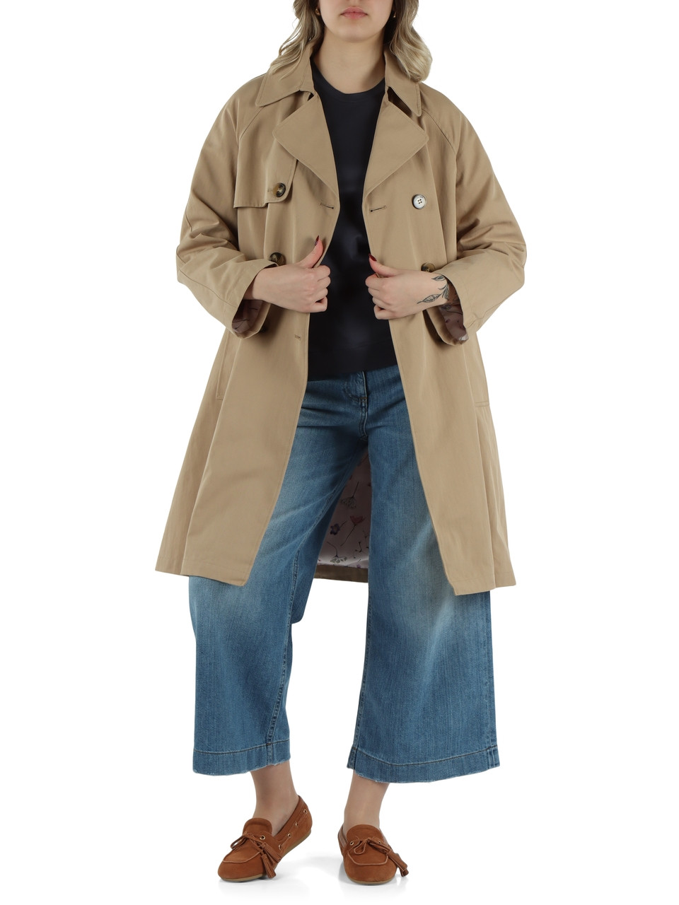 BEIGE | Trench doppiopetto in misto cotone