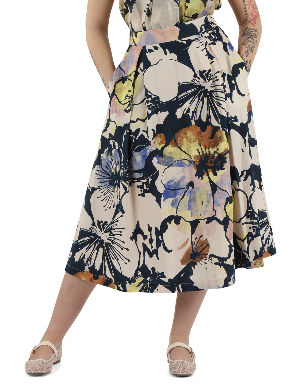 CIPRIA | Gonna stampata in popeline di cotone