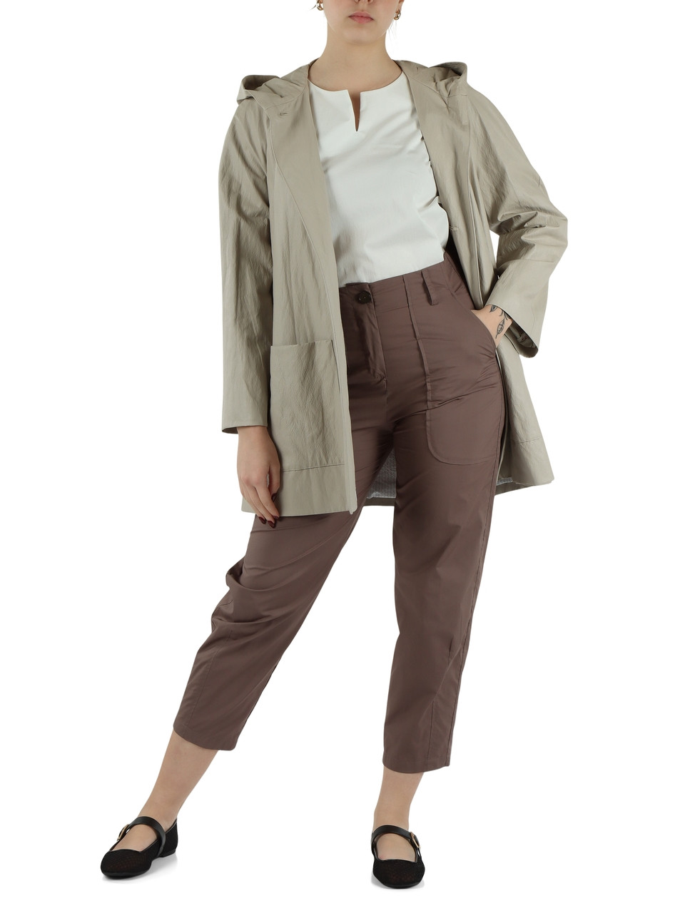 TORTORA | Pantaloni cropped ALESSIA in cotone