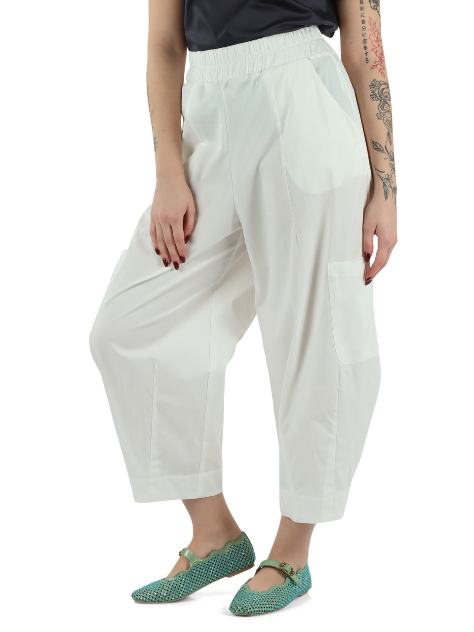 WEISS | Cropped-Hosen aus Baumwollmischung