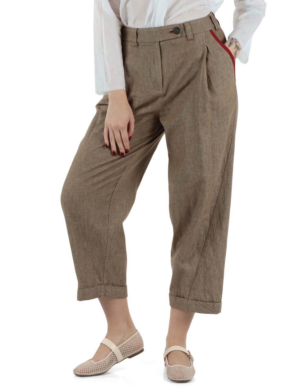 TORTORA | Pantaloni in misto lino e cotone