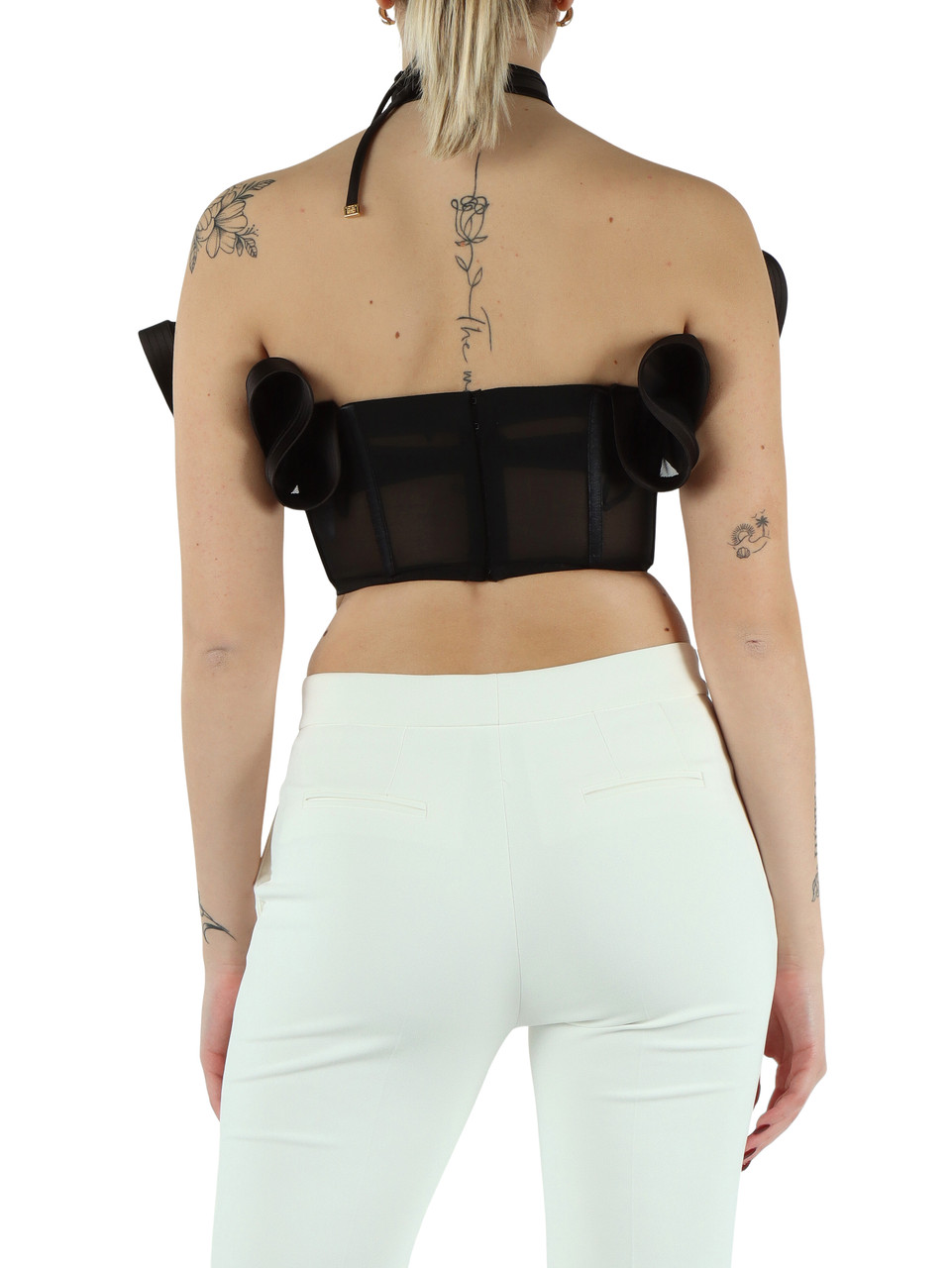 NERO | Top in satin con maxi rouches
