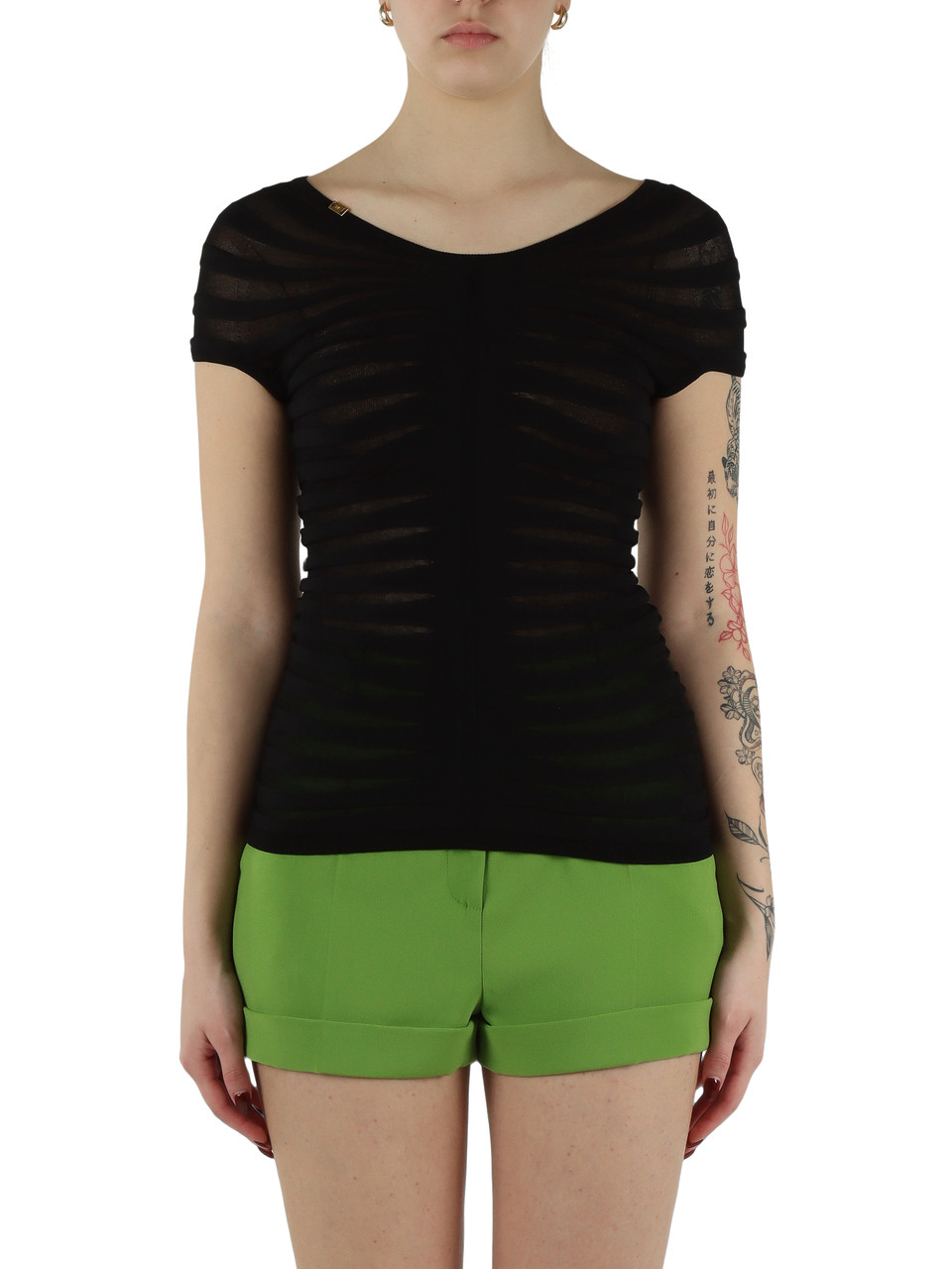 NERO | Top in filato di cotone e viscosa