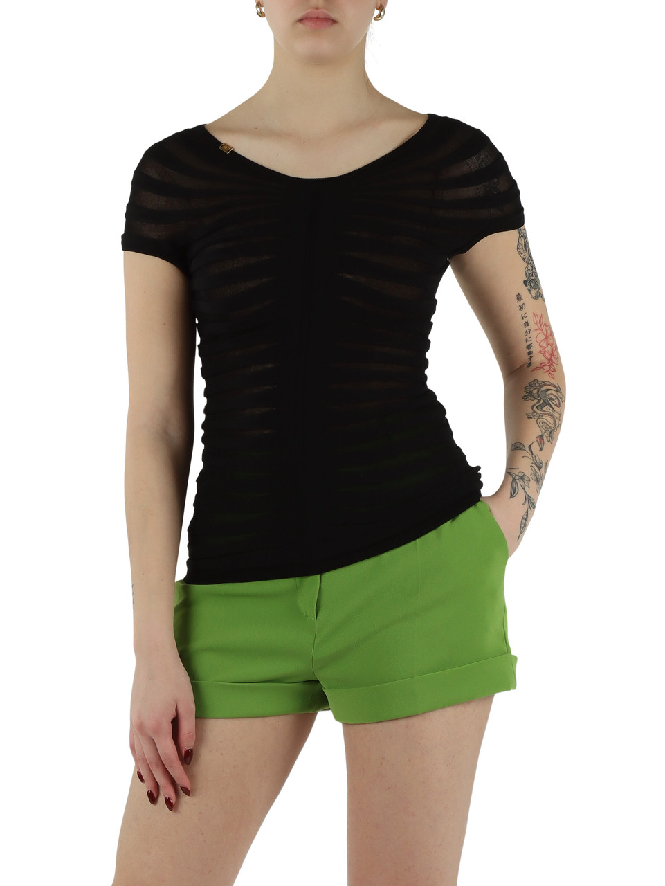 NERO | Top in filato di cotone e viscosa