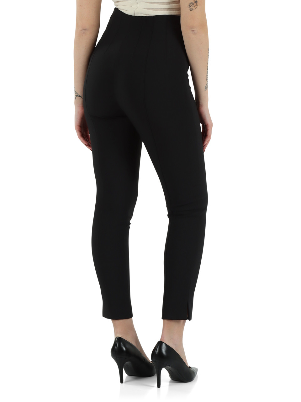 NERO | Pantaloni in doppio crepe con placca logo