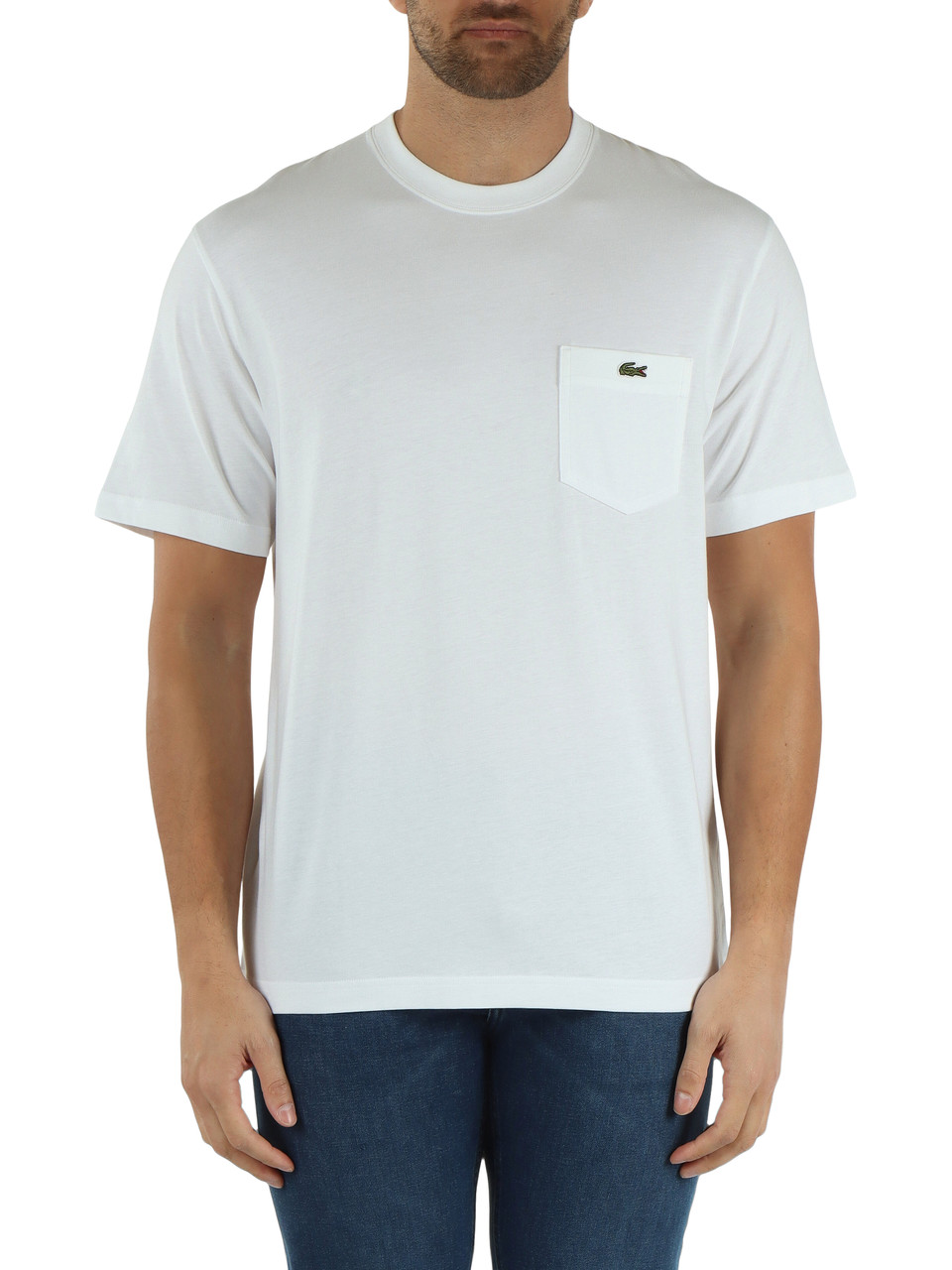 WEISS | Classic Fit Baumwoll-T-Shirt mit Brusttasche