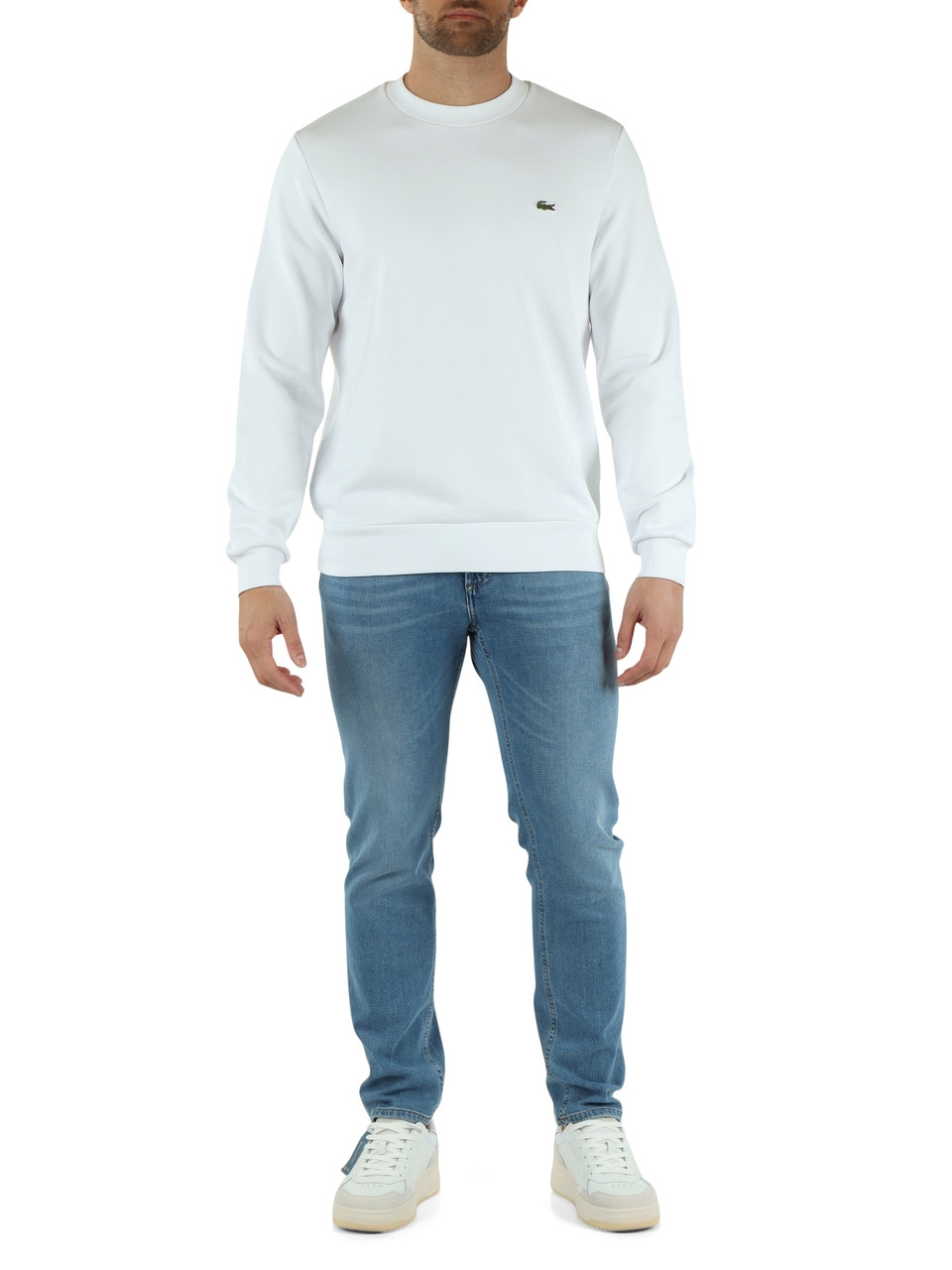 BIANCO | Felpa Classic fit in cotone garzato