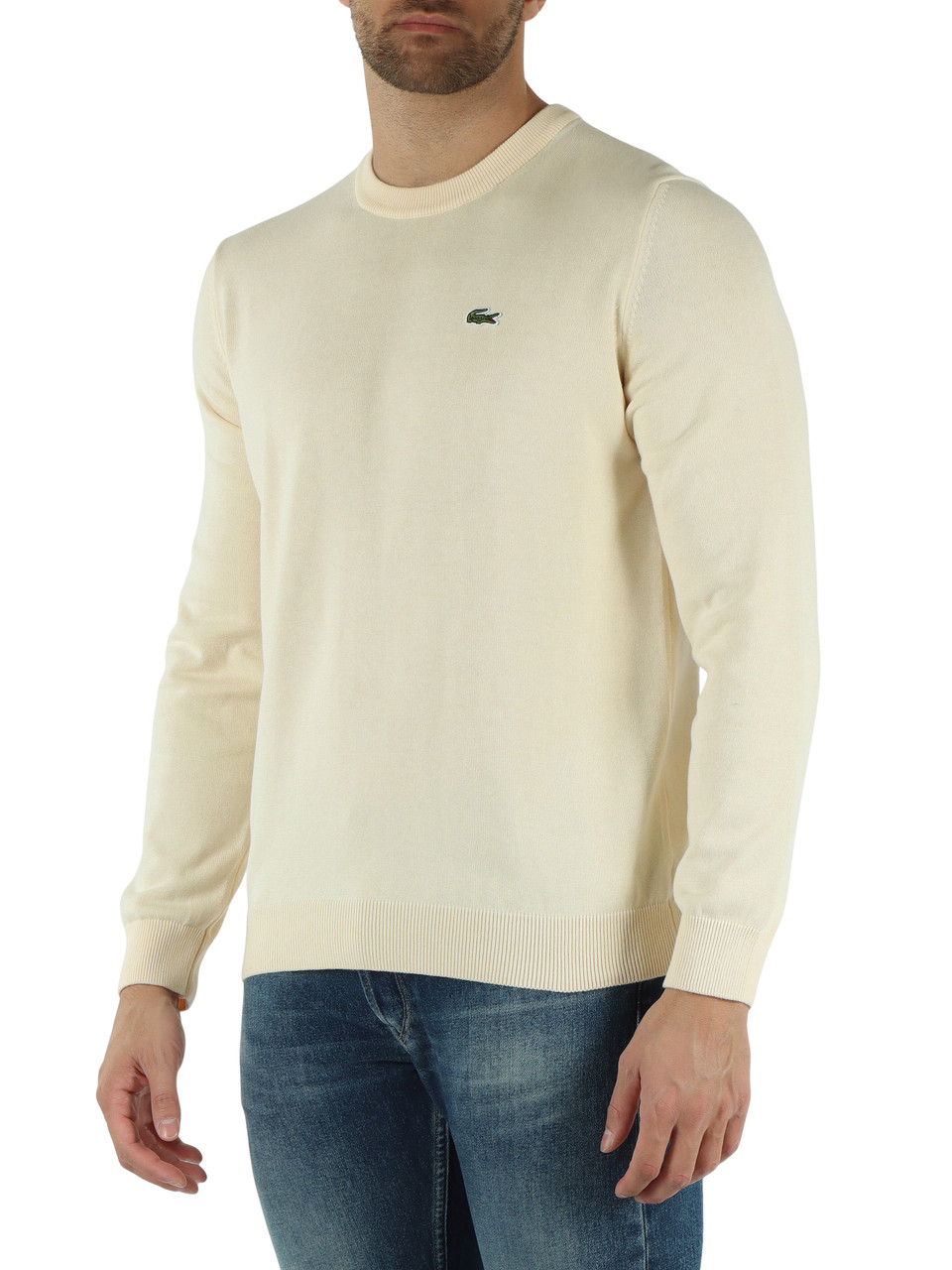 CREMA | Maglia girocollo regular fit in misto cotone