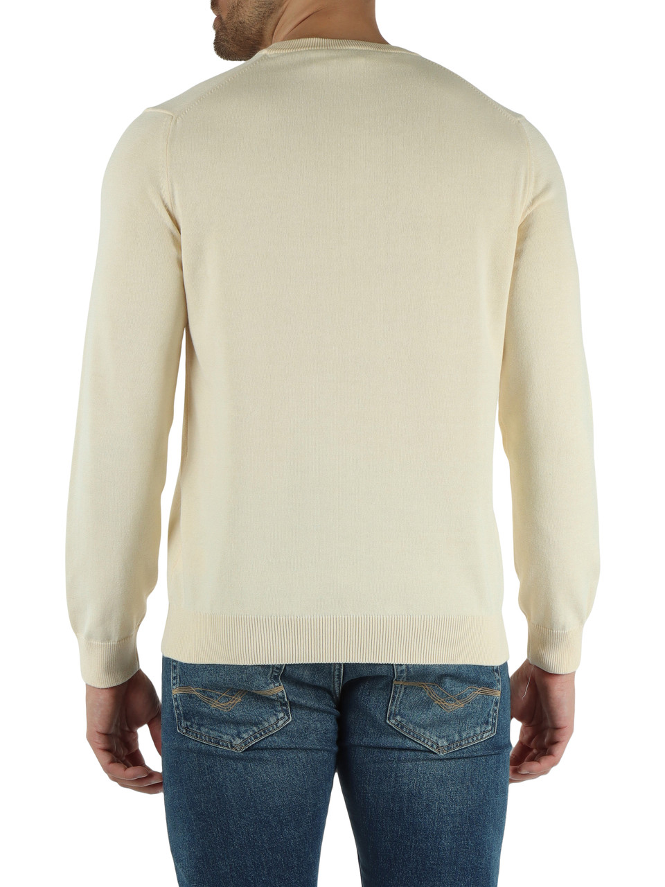 CREMA | Maglia girocollo regular fit in misto cotone