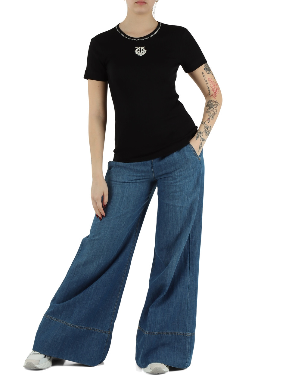 NERO | T-shirt in cotone a costine BRUGHERIO