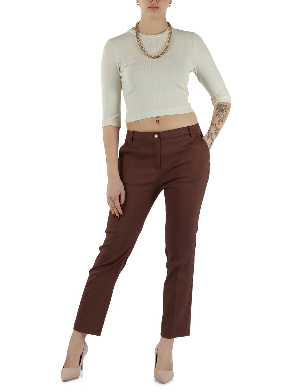 PANNA | T-shirt in crepe di cotone KIMBERLY con collana inclusa