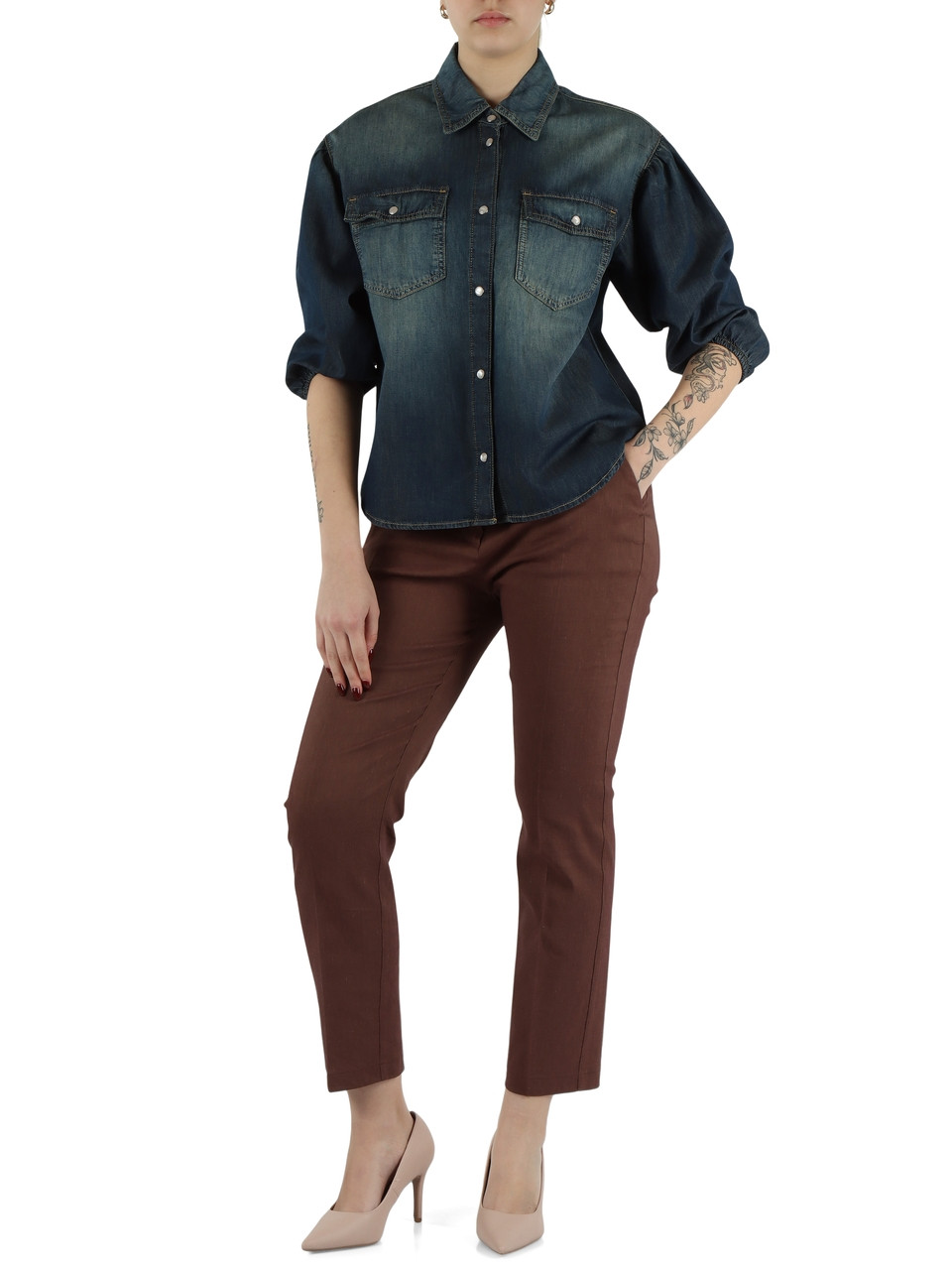 BLU | Camicia jeans DANAE con maniche a palloncino