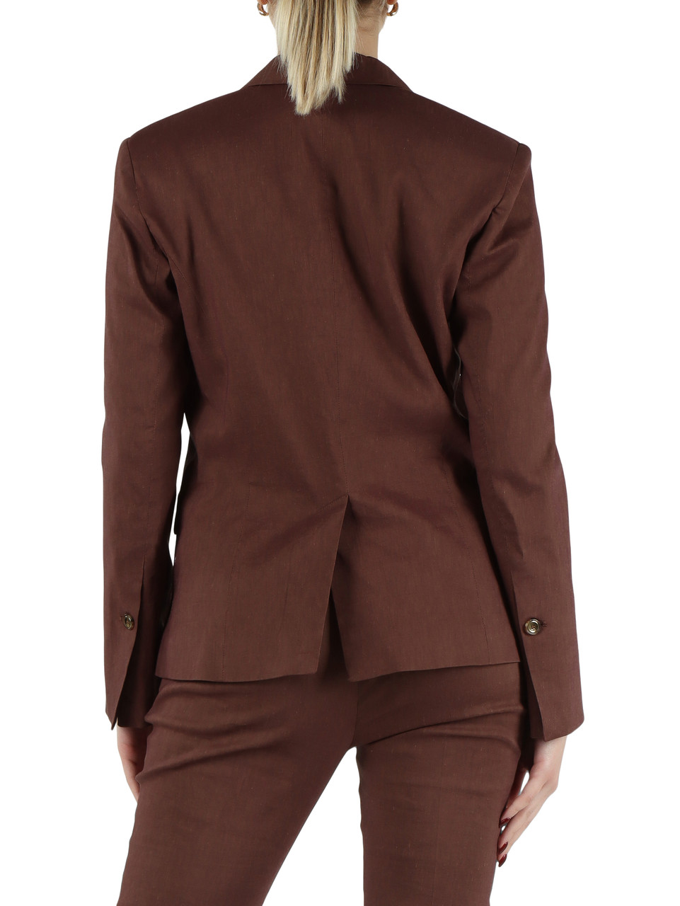 MARRONE | Giacca in lino e viscosa stretch FREDA