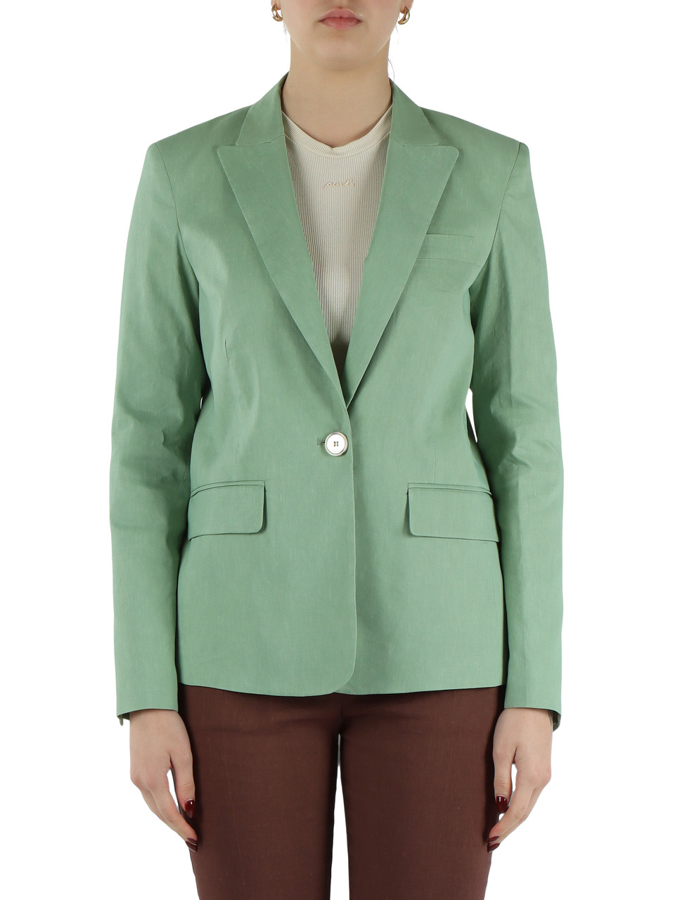 VERDE | Giacca in lino e viscosa stretch FREDA