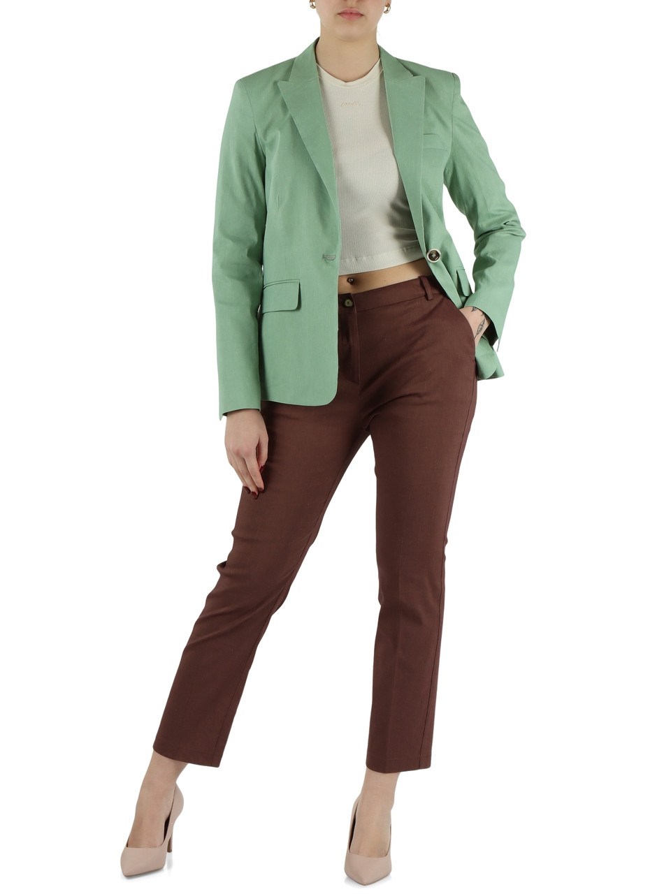 VERDE | Giacca in lino e viscosa stretch FREDA