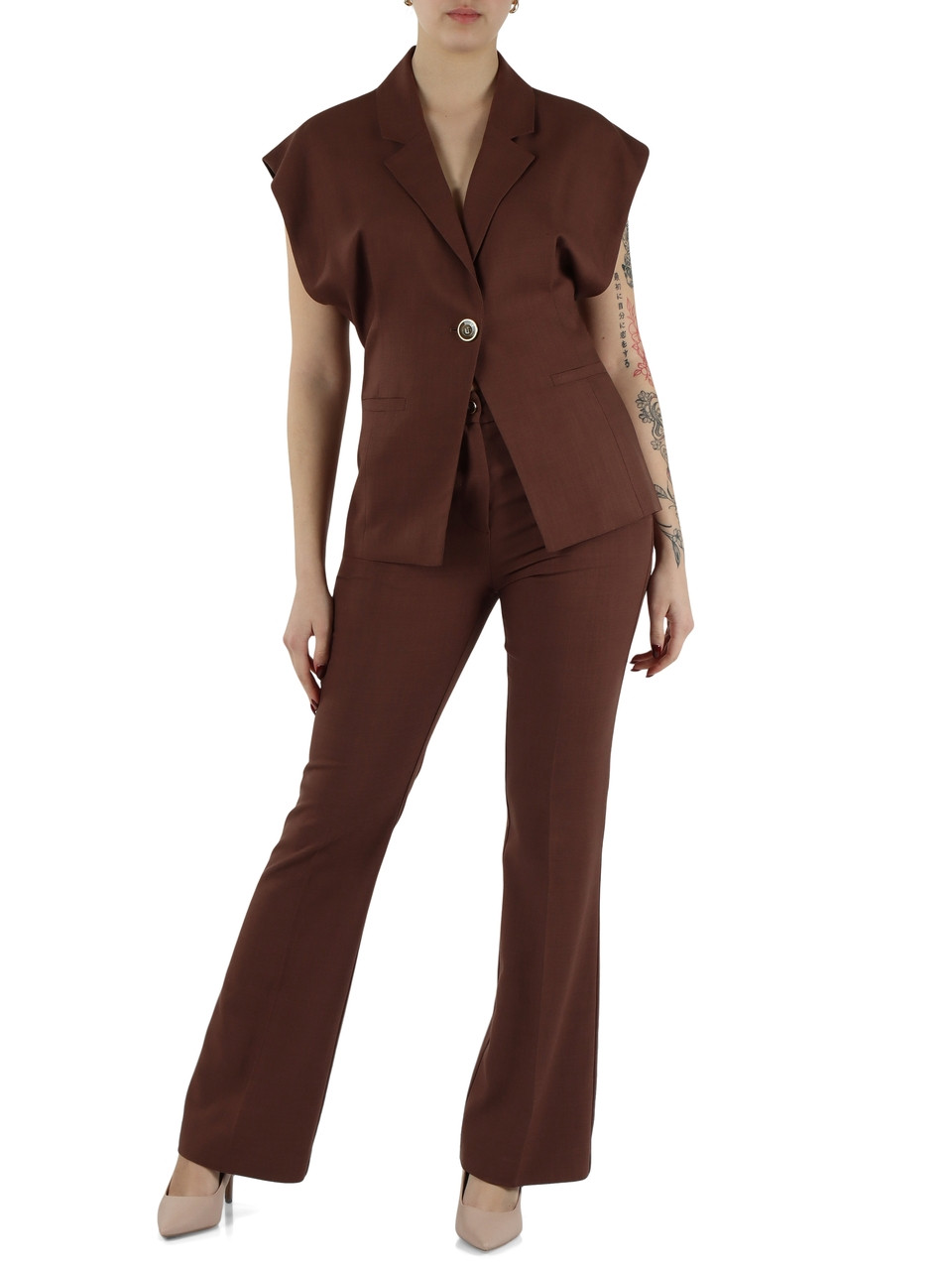 MARRONE | Pantalone NEW SERENIDAD in viscosa stretch