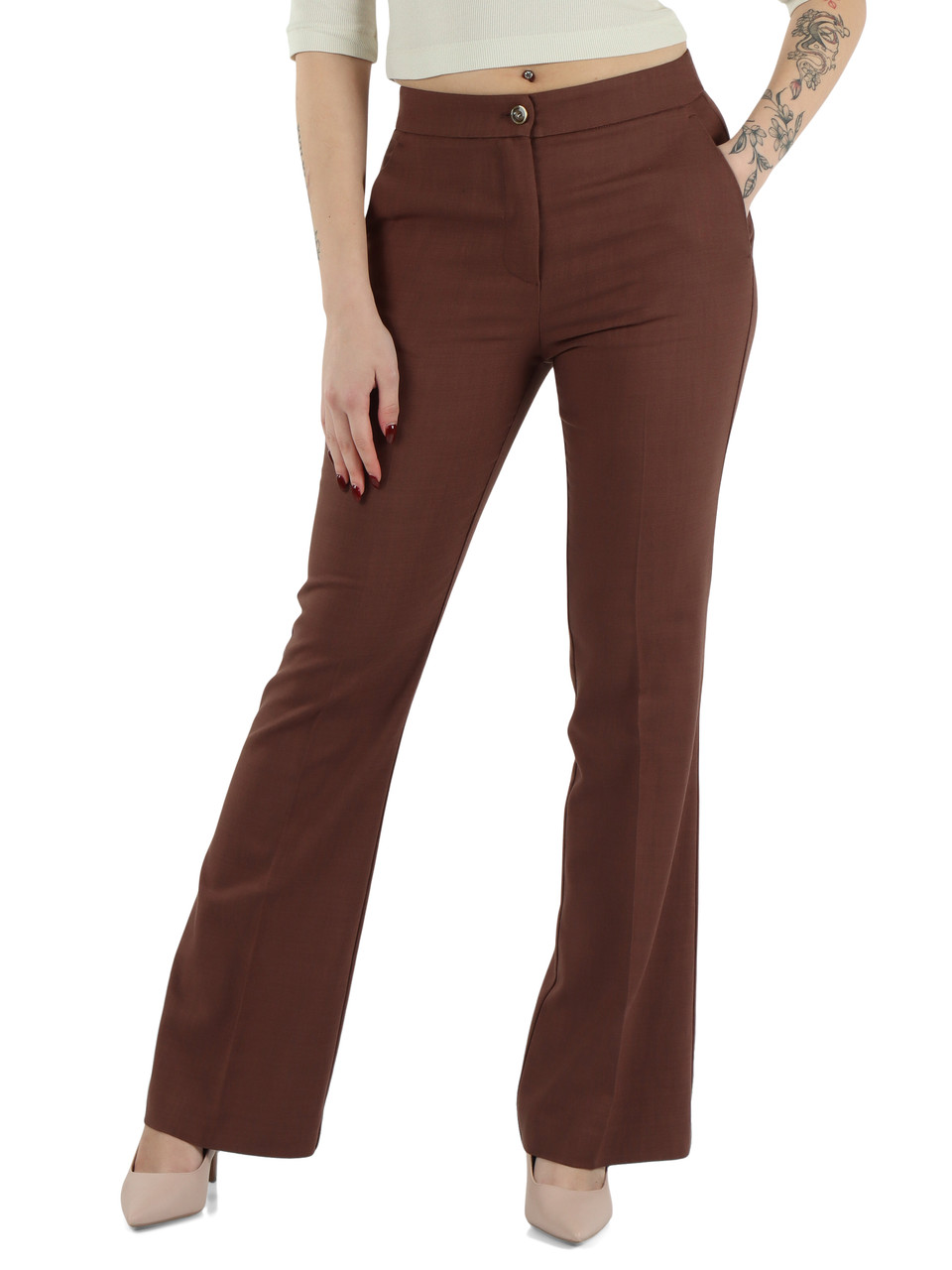 MARRONE | Pantalone NEW SERENIDAD in viscosa stretch