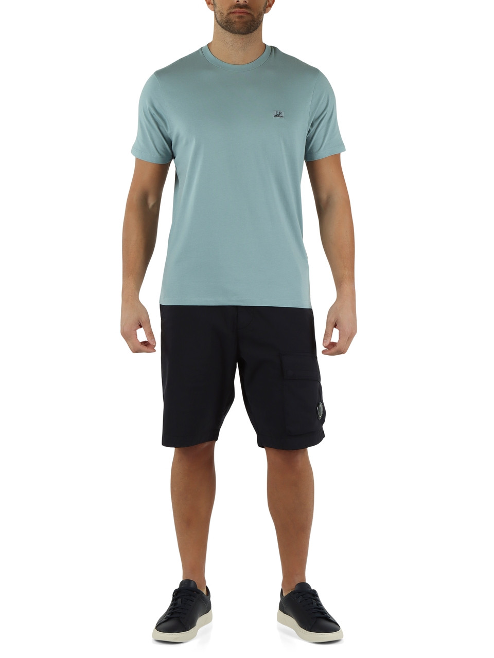 AZZURRO POLVERE | T-shirt in jersey di cotone 30/1 con ricamo logo