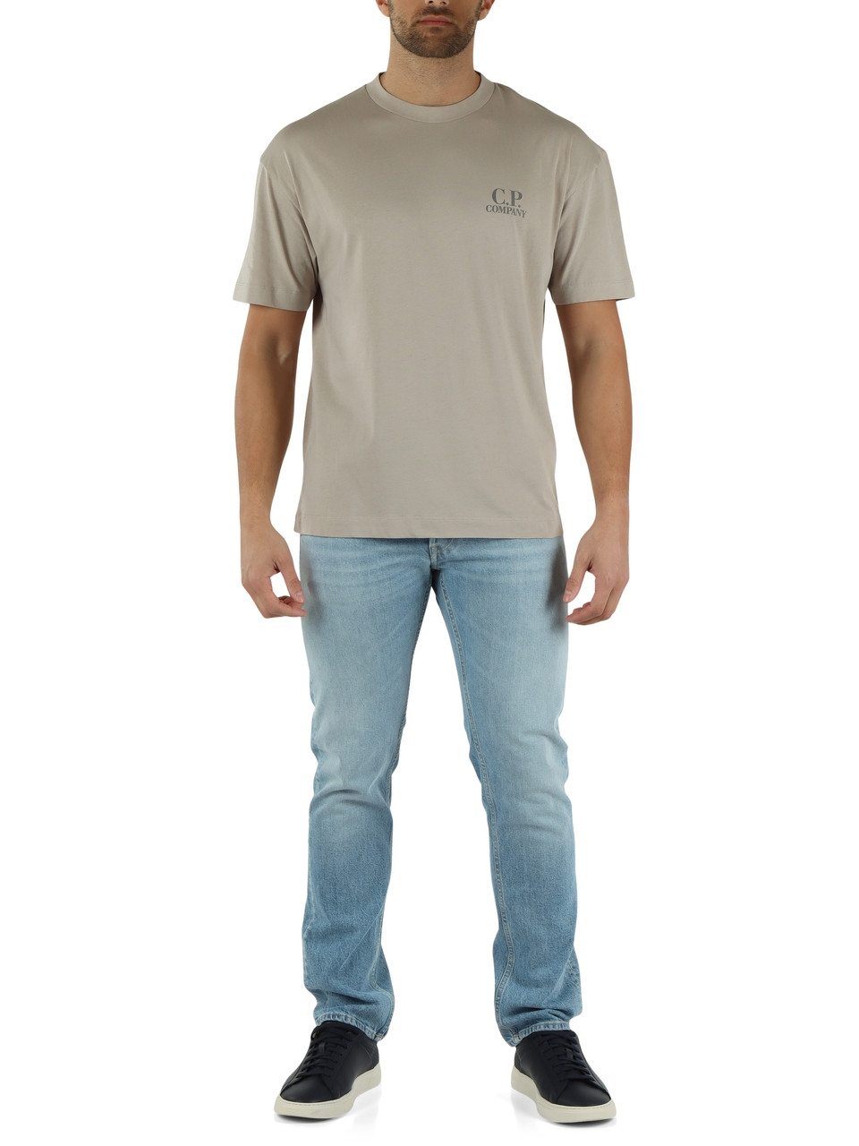 GREIGE | T-shirt in jersey di cotone 30/1 con stampa logo