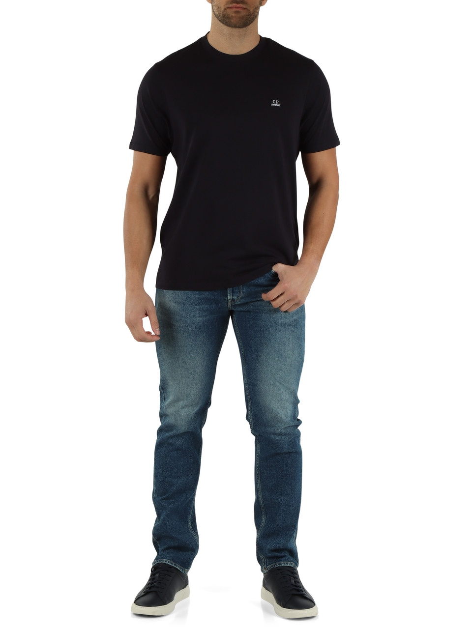 Dunkelblau | T-Shirt aus 30/1 Baumwolljersey mit Logostickerei