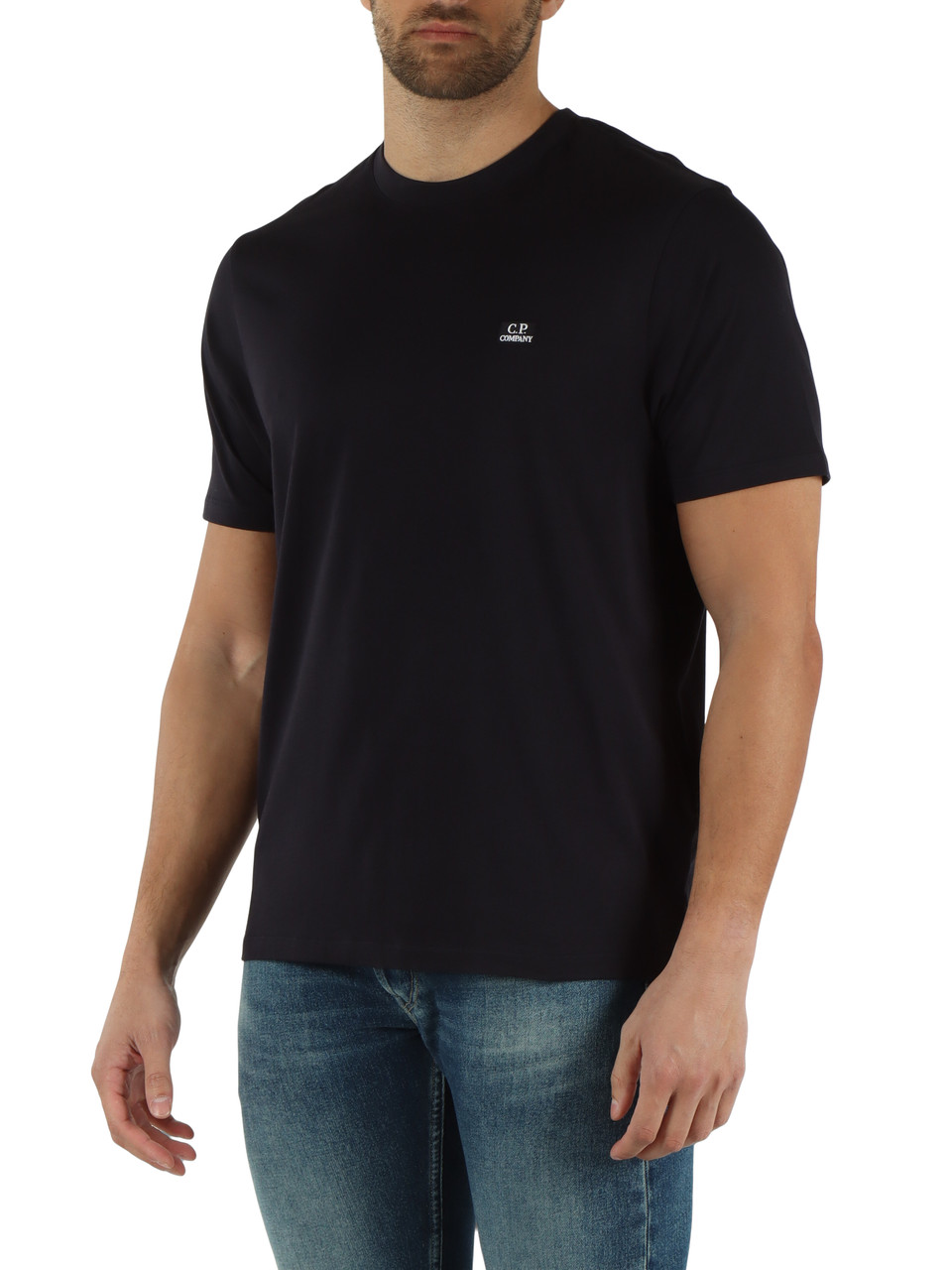 Dunkelblau | T-Shirt aus 30/1 Baumwolljersey mit Logostickerei