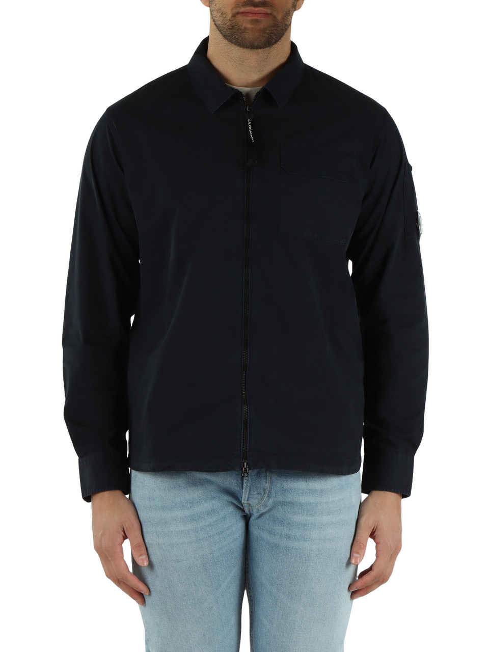 BLU SCURO | Overshirt in gabardina di cotone organico