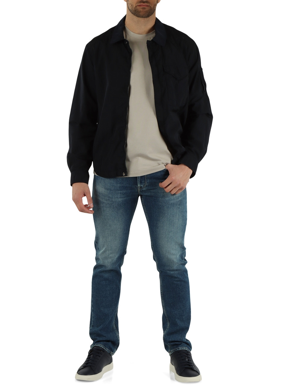 BLU SCURO | Overshirt in tessuto tecnico lucido Chrome-R