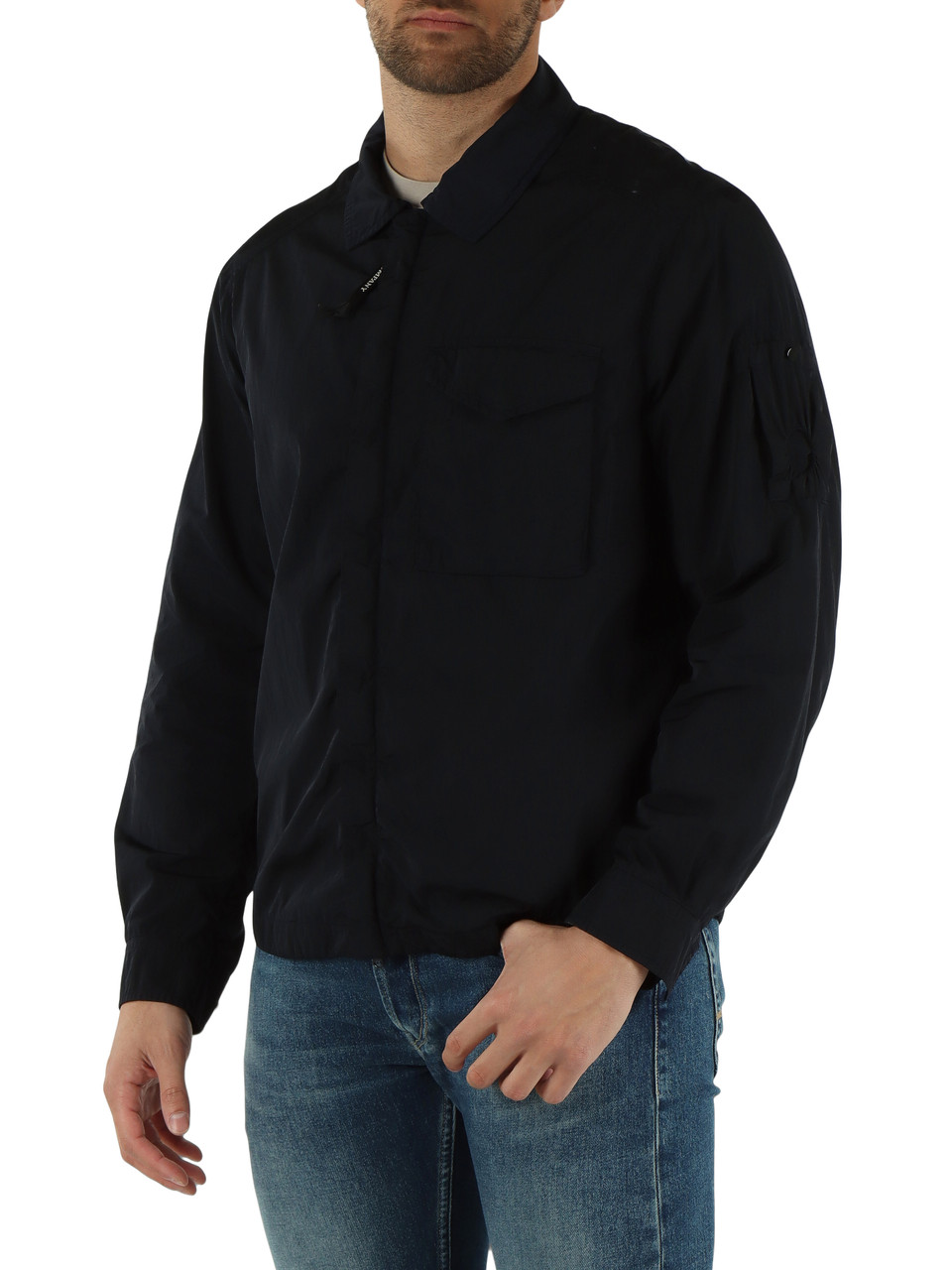 BLU SCURO | Overshirt in tessuto tecnico lucido Chrome-R