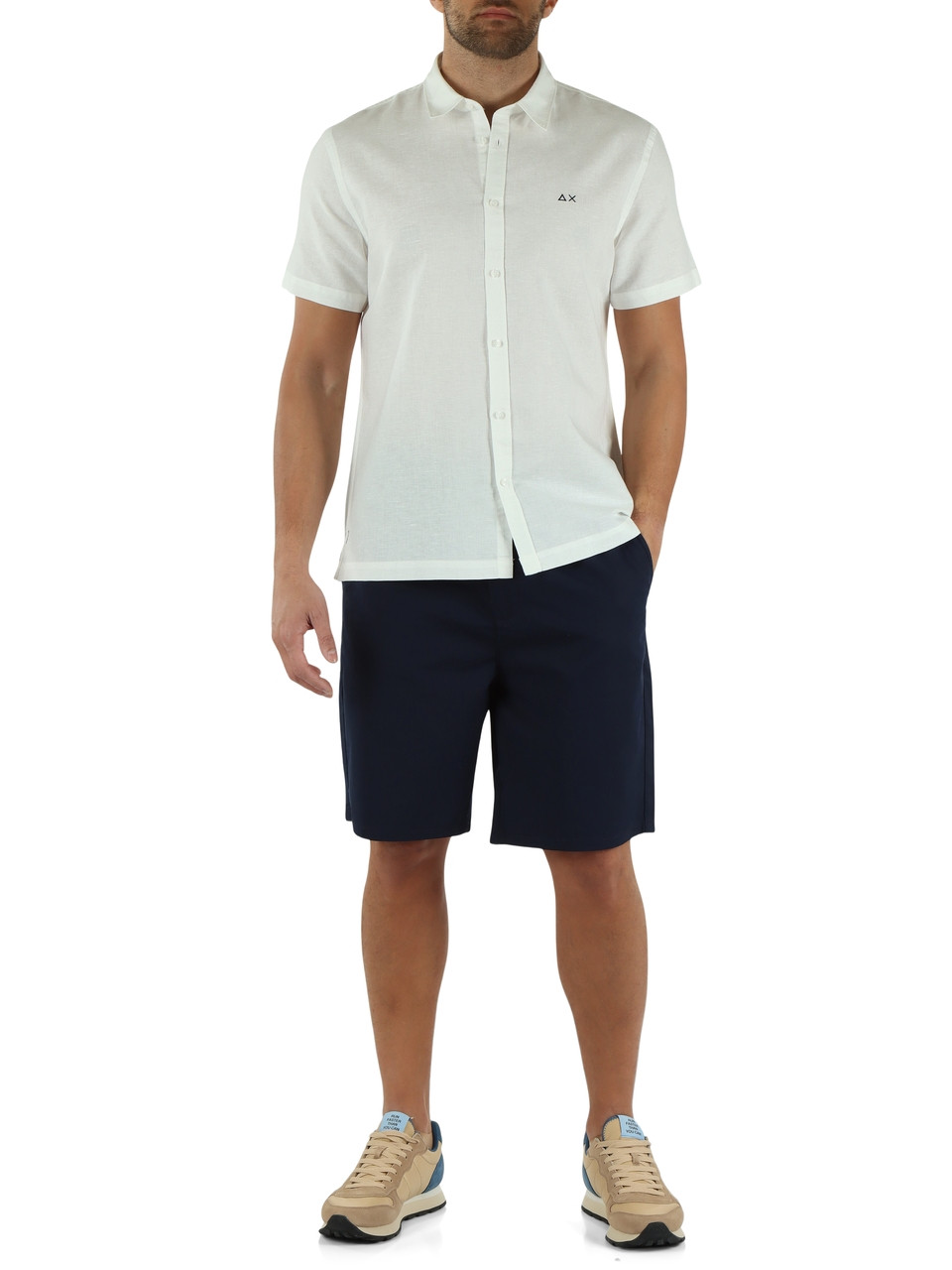 WEISS | Kurzarmhemd aus Leinen und Baumwolle