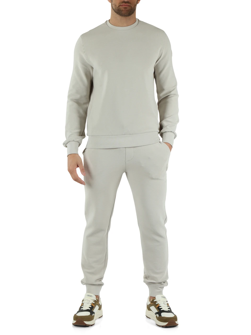 BEIGE | NOWER Rundhals-Sweatshirt mit Ottoman-Strickmuster