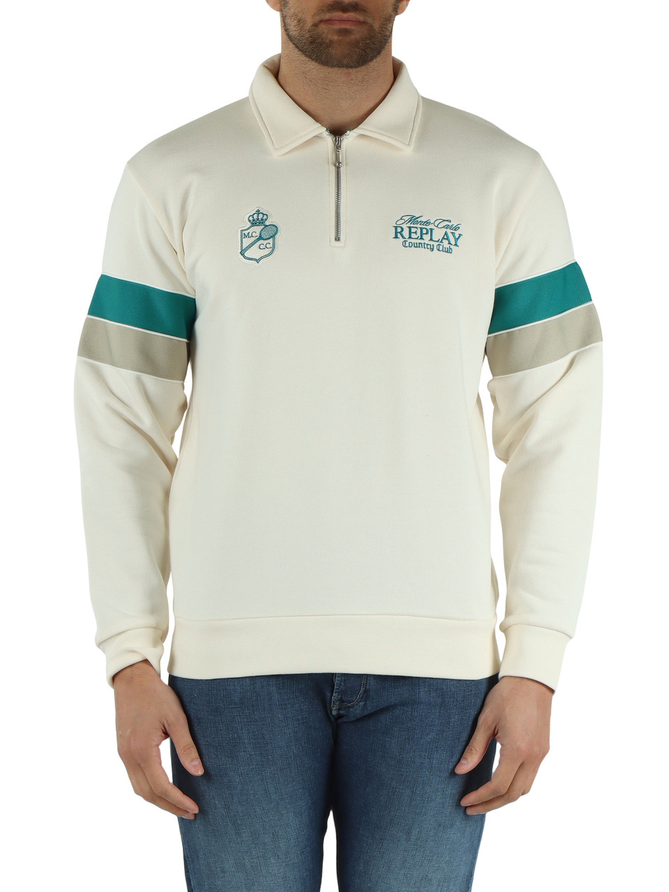 PANNA | MCCC Collection: Felpa in cotone garzato con zip al collo