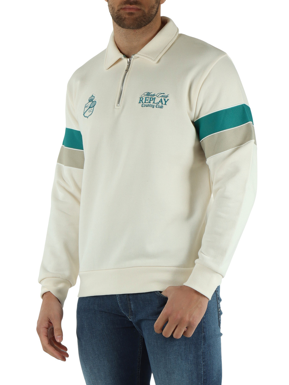 PANNA | MCCC Collection: Felpa in cotone garzato con zip al collo