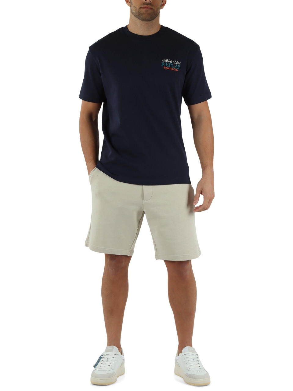 BEIGE | Pantaloncini sportivi in cotone garzato