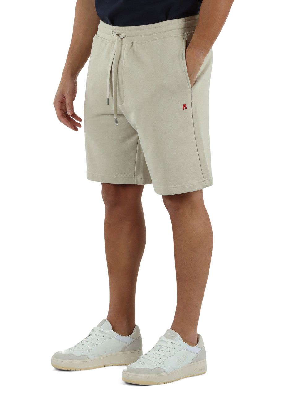 BEIGE | Pantaloncini sportivi in cotone garzato