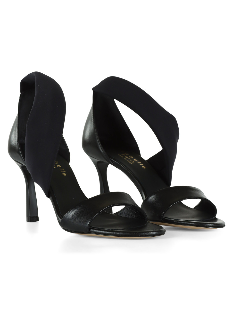 NERO | Sandali in pelle con fascia in tessuto