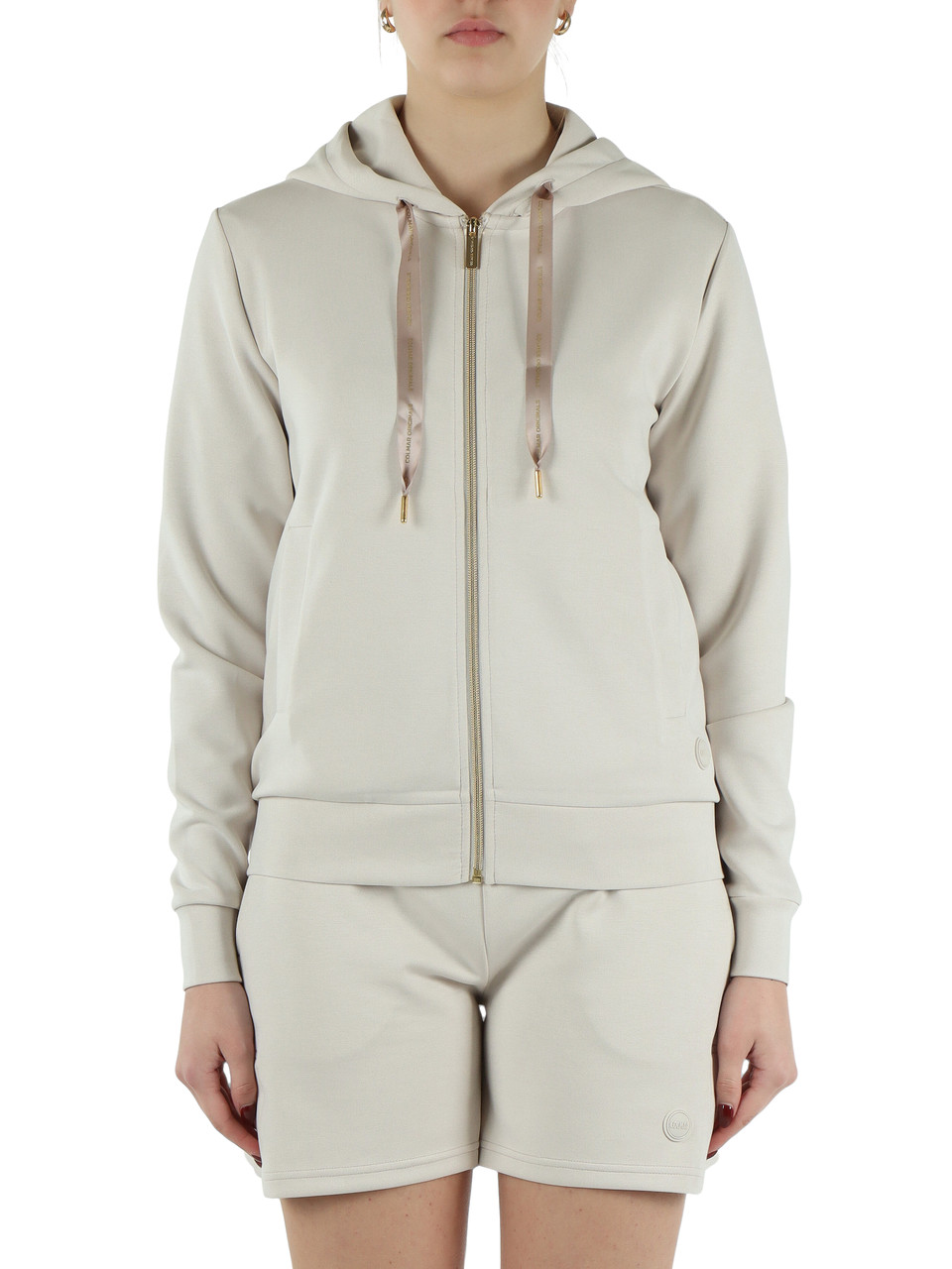 BEIGE | Felpa con cappuccio e zip in misto modal GIRLY