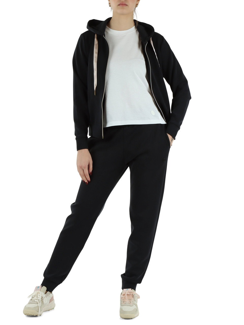 NERO | Felpa con cappuccio e zip in misto modal GIRLY