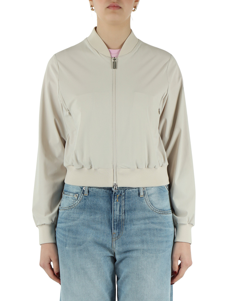 BEIGE | Giubbino bomber PERFORMING in microfibra stretch