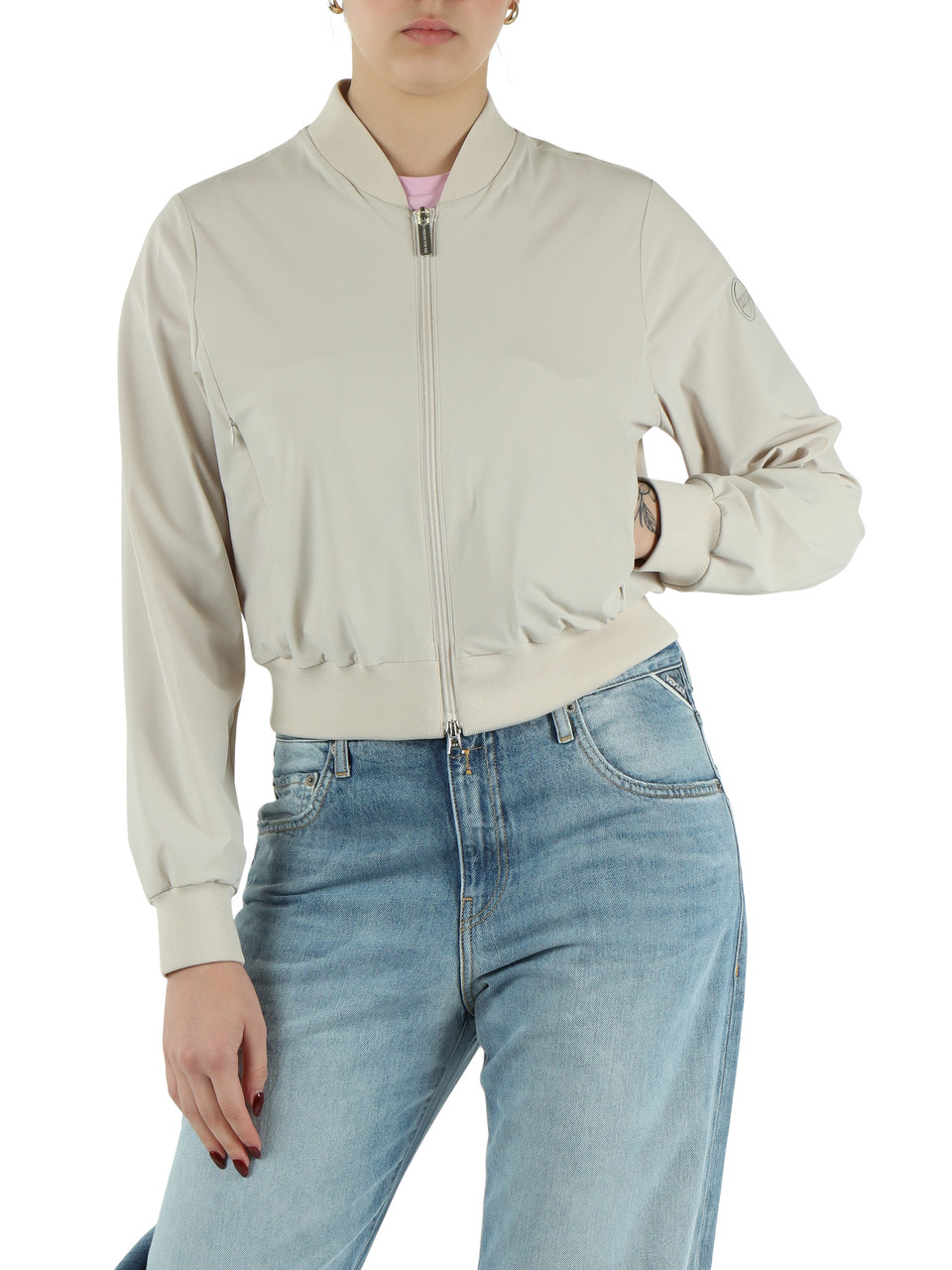 BEIGE | Giubbino bomber PERFORMING in microfibra stretch